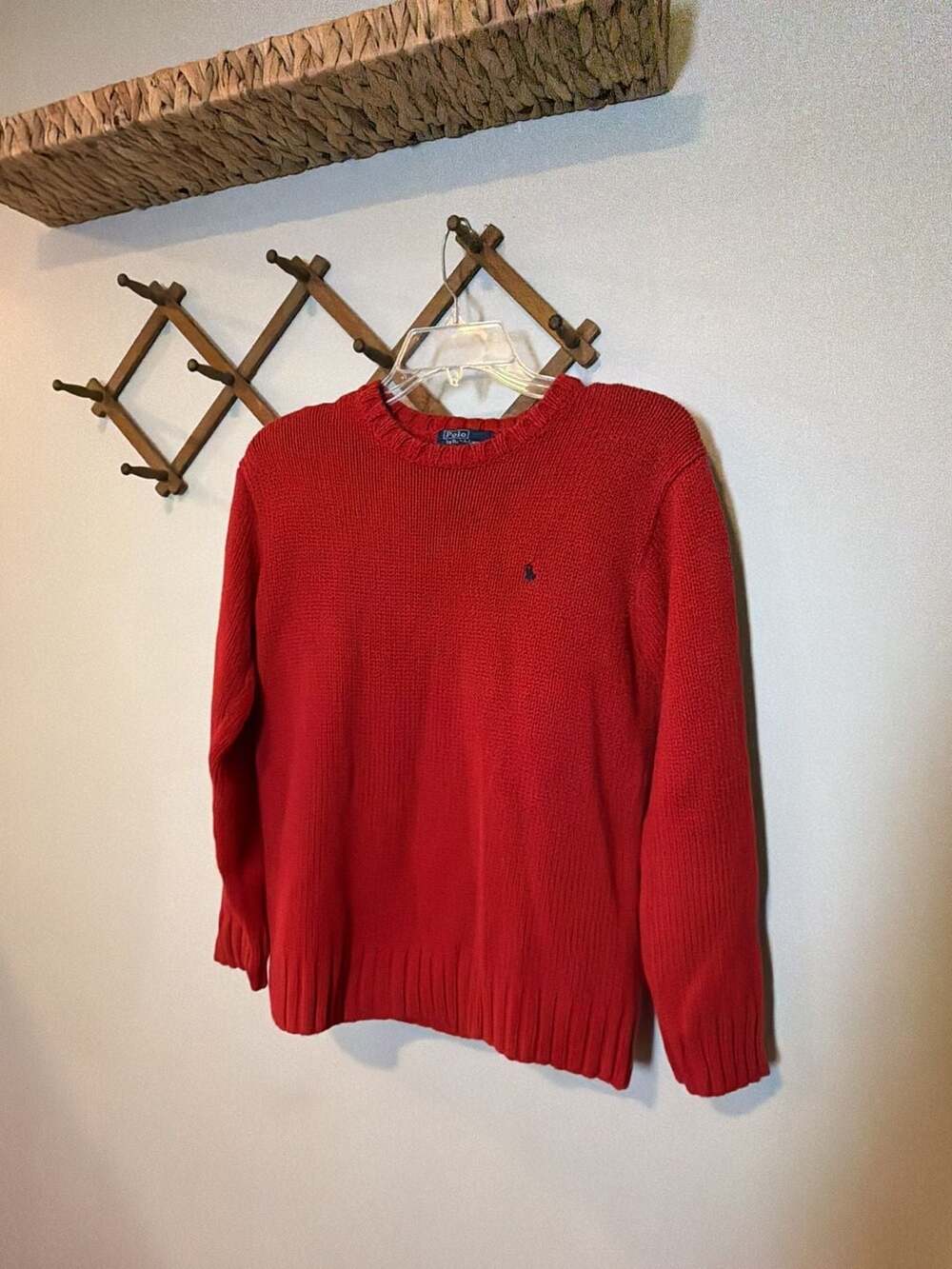 Polo by Ralph Lauren Men's Red Cotton Crewneck Sweater Size L